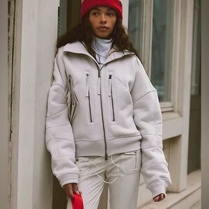FP Movement Free People A Cut Above Zip-Up Oversized Warm Jacket Tofu S NWT